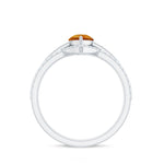 Pear Cut Citrine Trio Wedding Ring Set with Moissanite