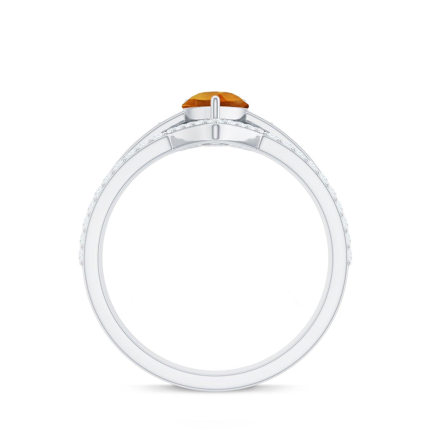 Pear Cut Citrine Trio Wedding Ring Set with Moissanite