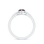 Natural Pear Shaped Garnet Diamond 3 Piece Bridal Ring Set