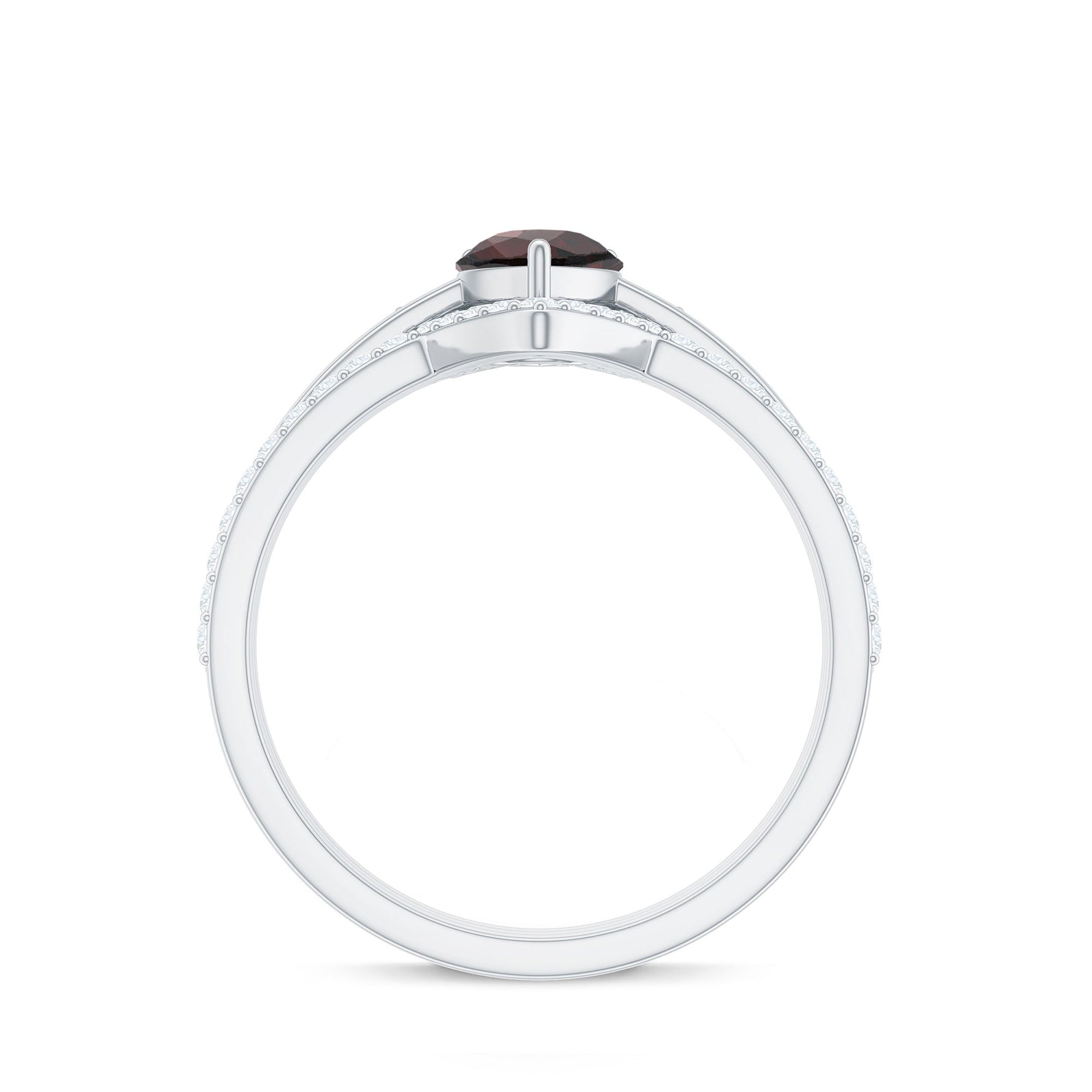 Natural Pear Shaped Garnet Diamond 3 Piece Bridal Ring Set