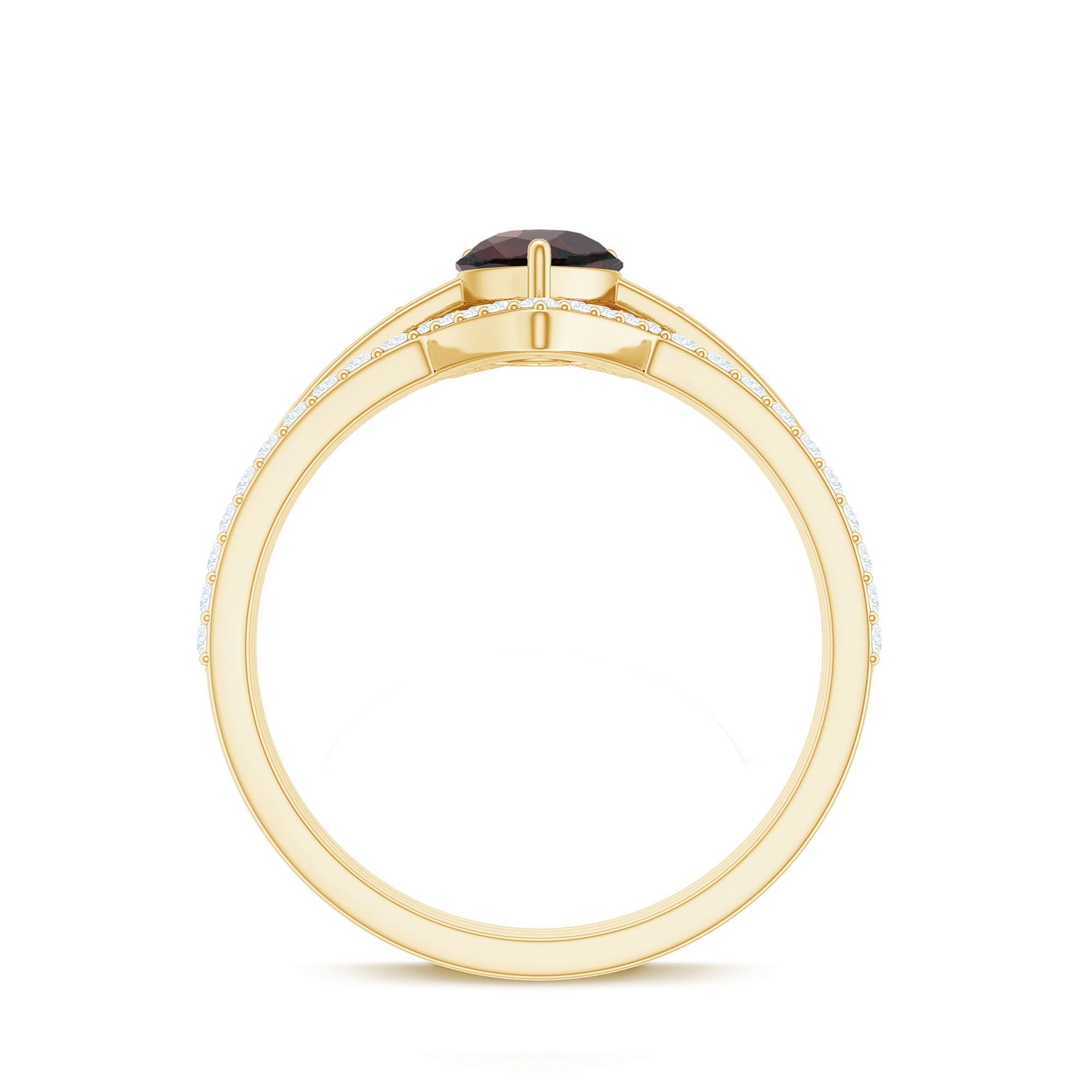 Natural Pear Shaped Garnet Diamond 3 Piece Bridal Ring Set