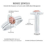 Morganite Trio Wedding Ring Set with Diamond