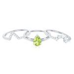 Pear Cut Peridot Trio Wedding Ring Set with Moissanite