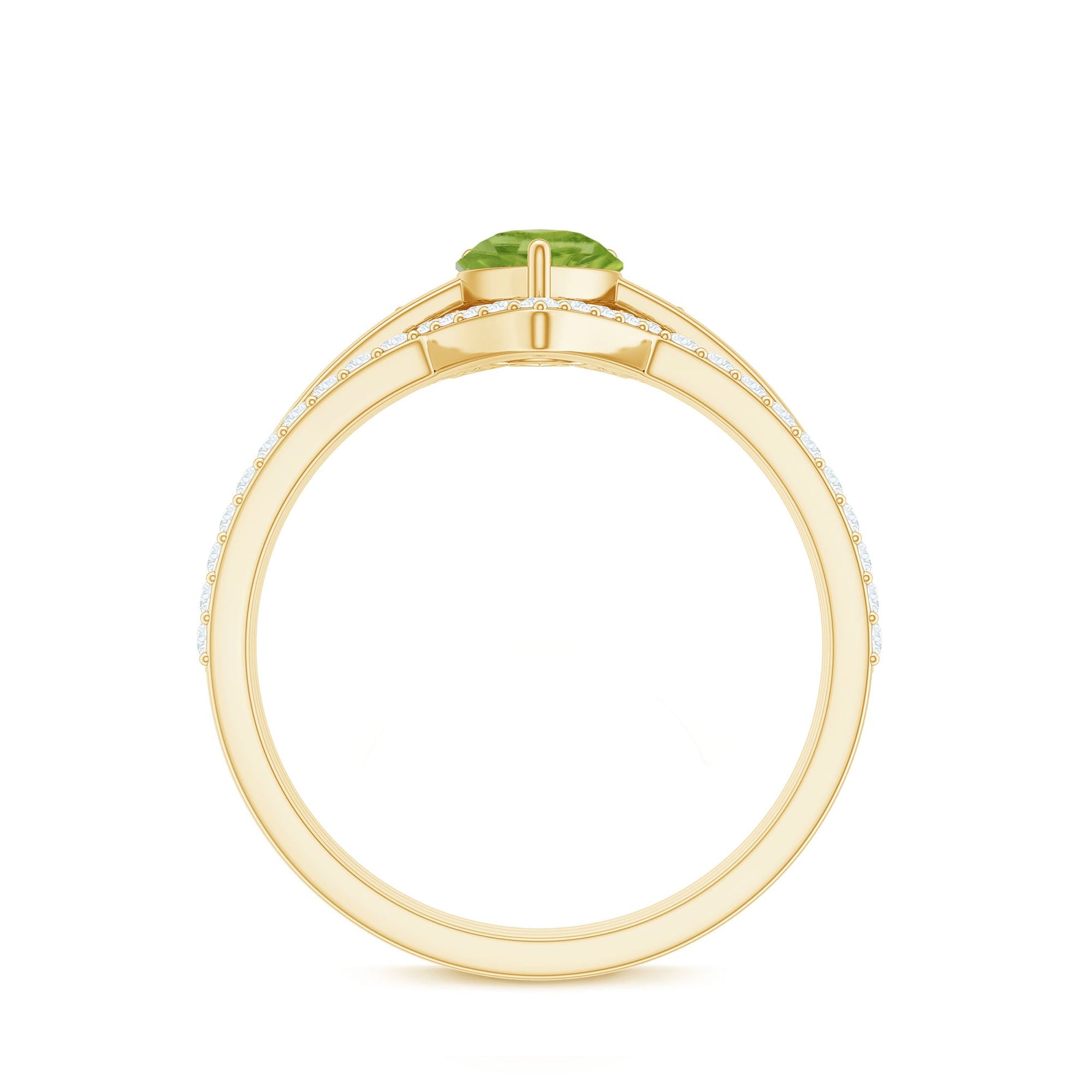 Pear Cut Peridot Trio Wedding Ring Set with Moissanite