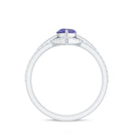 Pear Cut Tanzanite Trio Wedding Ring Set with Diamond