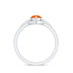 Pear Cut Fire Opal Trio Wedding Ring Set with Moissanite