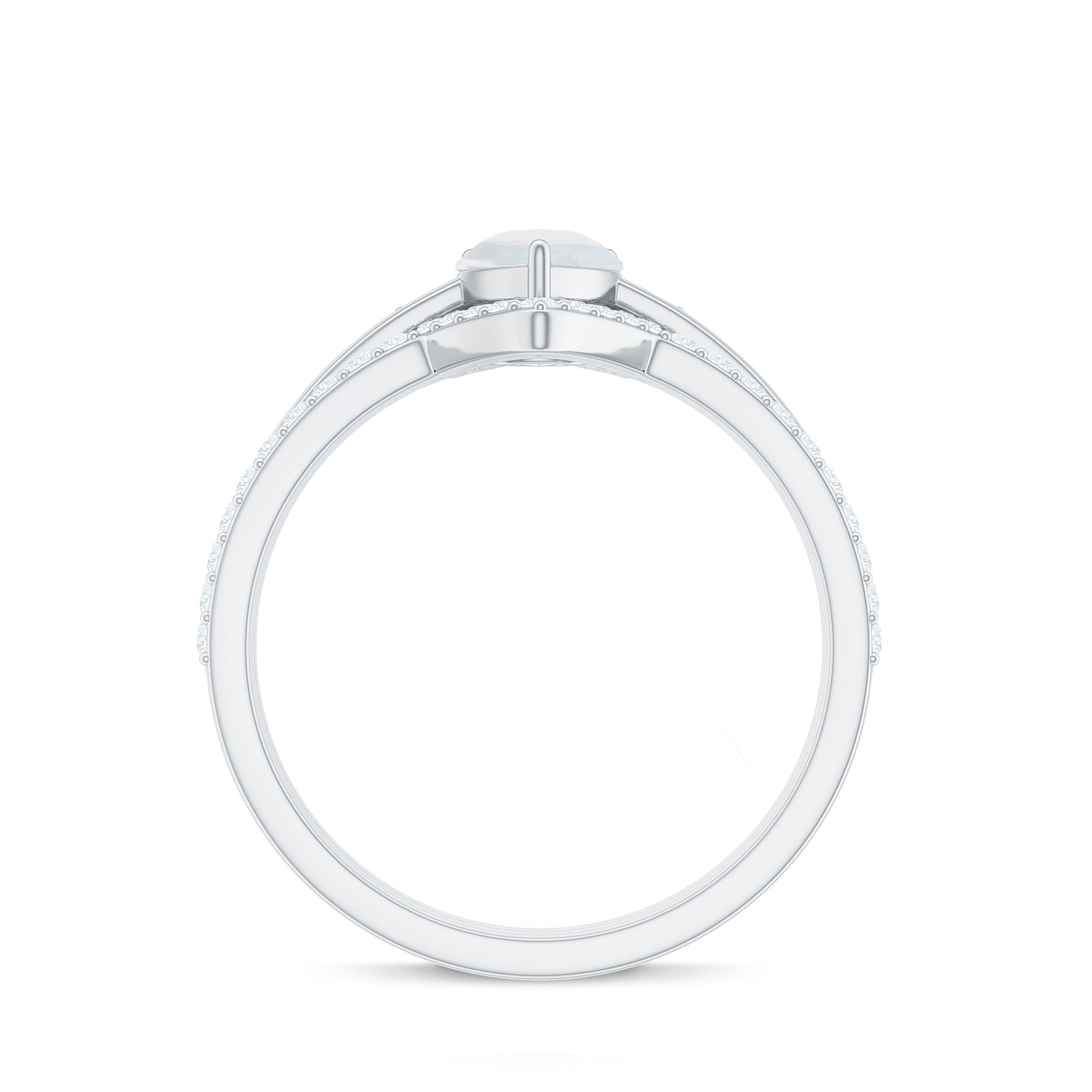 Pear Cut Moonstone Trio Wedding Ring Set with Moissanite