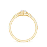 Pear Cut Moonstone Trio Wedding Ring Set with Moissanite