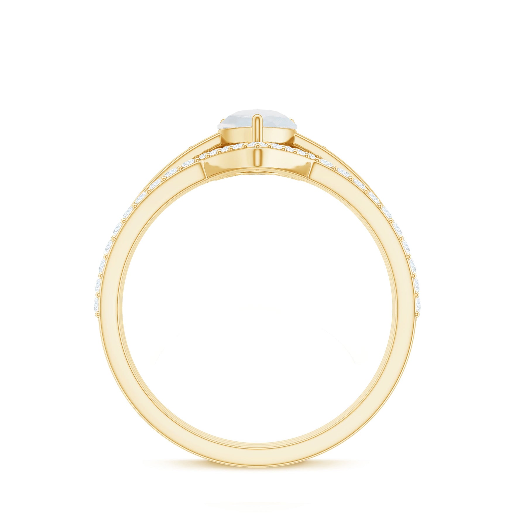 Pear Cut Moonstone Trio Wedding Ring Set with Moissanite