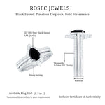 Pear Cut Black Spinel Trio Wedding Ring Set with Moissanite