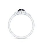 Pear Cut Black Spinel Trio Wedding Ring Set with Moissanite