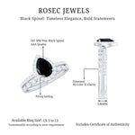 Pear Cut Black Spinel Wedding Ring Set with Diamond