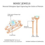 Cushion Cut Ethiopian Opal Wedding Ring Set with Moissanite