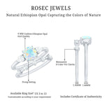 Cushion Cut Ethiopian Opal Wedding Ring Set with Moissanite