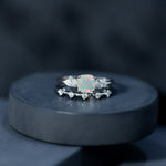 Cushion Cut Ethiopian Opal Wedding Ring Set with Moissanite