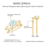 Cushion Cut Ethiopian Opal Wedding Ring Set with Moissanite