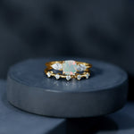 Cushion Cut Ethiopian Opal Wedding Ring Set with Moissanite