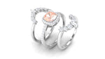 Cushion Cut Morganite Wedding Ring Set with Moissanite