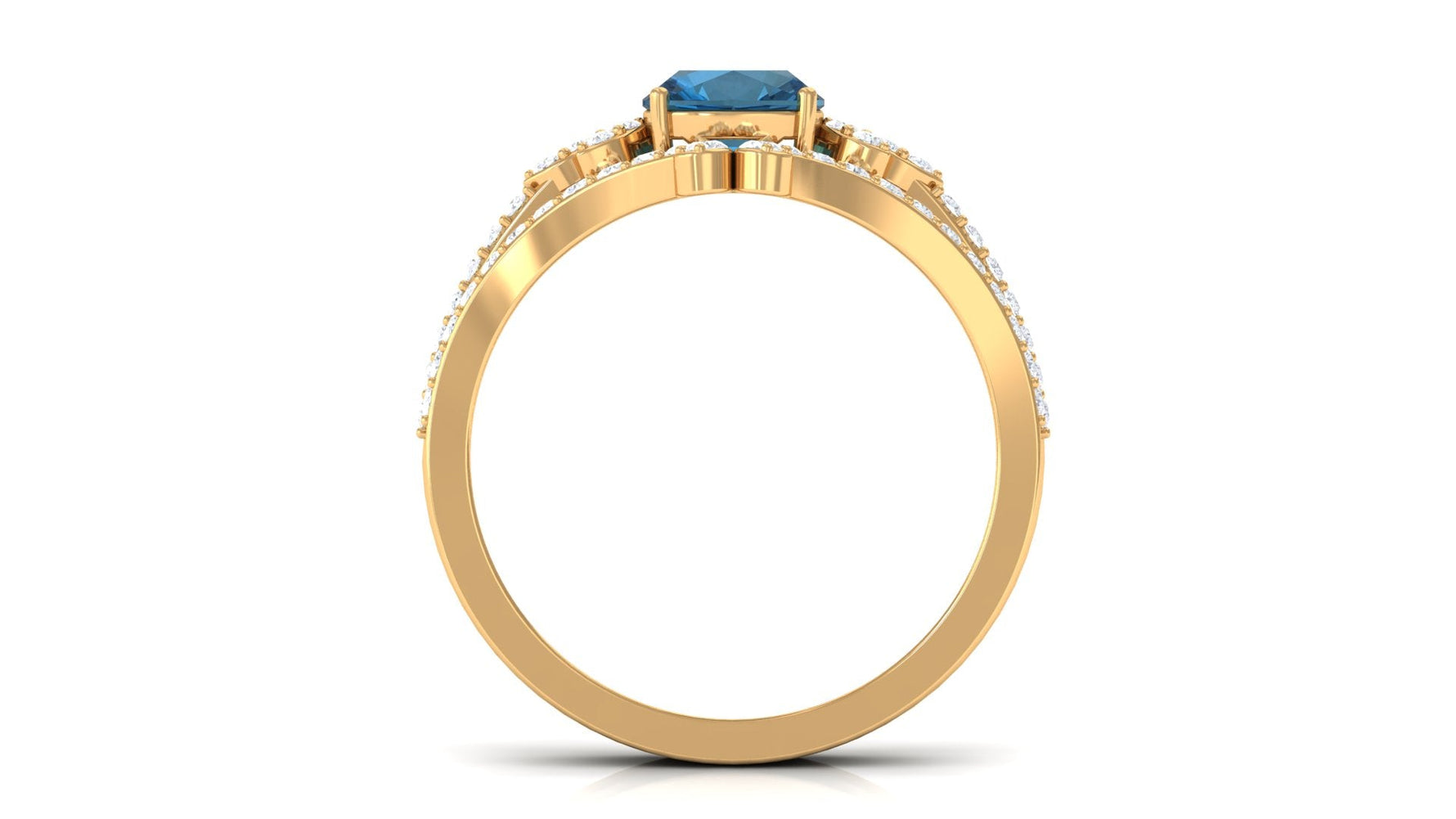 Cushion Cut London Blue Topaz Designer Wedding Ring Set with Diamond Band