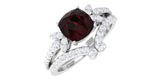 Cushion Cut Garnet and Diamond Designer Wedding Ring Set For Her