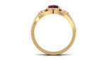 Cushion Cut Garnet and Diamond Designer Wedding Ring Set For Her
