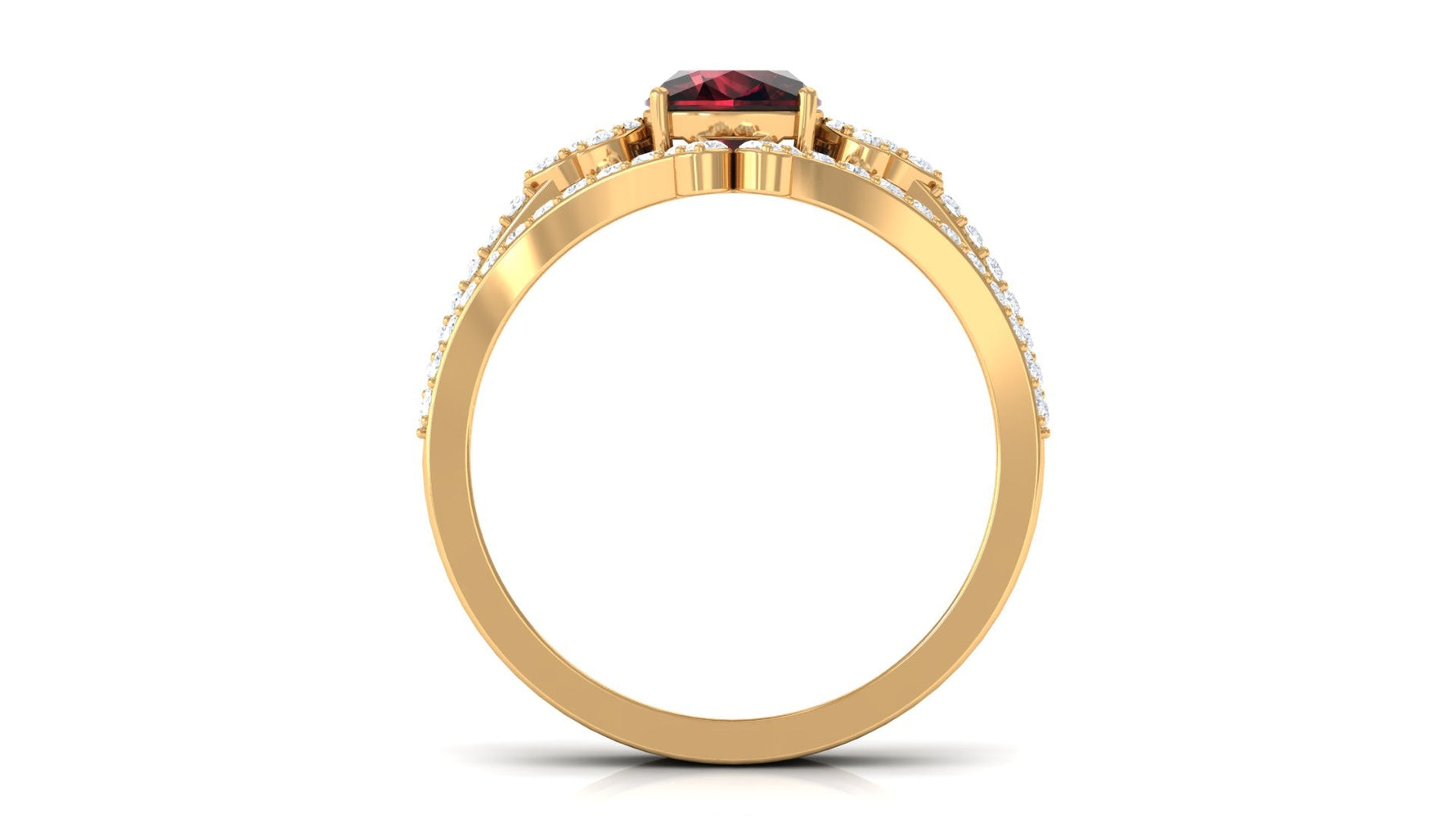 Cushion Cut Garnet and Diamond Designer Wedding Ring Set For Her