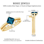 Princess Cut London Blue Topaz Designer Wedding Ring Set for Women