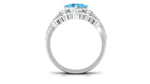 2.75 CT Swiss Blue Topaz and Moissanite Statement Wedding Ring Set