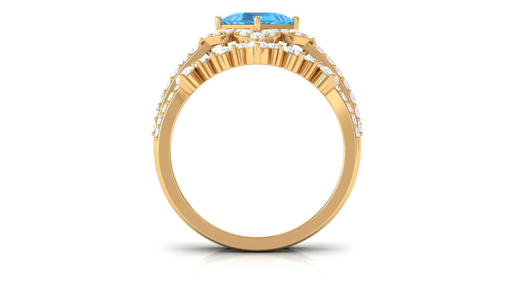 2.75 CT Swiss Blue Topaz and Moissanite Statement Wedding Ring Set