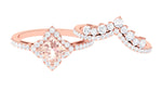 2.5 CT Morganite and Moissanite Statement Wedding Ring Set