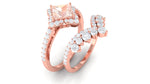 2.5 CT Morganite and Moissanite Statement Wedding Ring Set