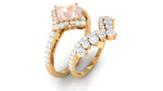 2.5 CT Morganite and Moissanite Statement Wedding Ring Set
