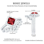 3.25 CT Designer Created Ruby and Moissanite Wedding Ring Set