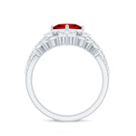 3.25 CT Designer Created Ruby and Moissanite Wedding Ring Set