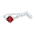 3.25 CT Designer Created Ruby and Moissanite Wedding Ring Set