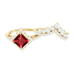 3.25 CT Designer Created Ruby and Moissanite Wedding Ring Set