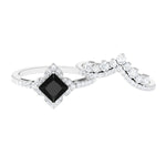 2.25 CT Black Onyx and Moissanite Statement Wedding Ring Set