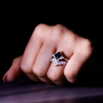 2.25 CT Black Onyx and Moissanite Statement Wedding Ring Set