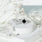 2.25 CT Black Onyx and Moissanite Statement Wedding Ring Set