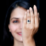 2.25 CT Black Onyx and Moissanite Statement Wedding Ring Set