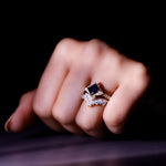 2.25 CT Black Onyx and Moissanite Statement Wedding Ring Set