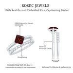 Princess Cut Garnet and Diamond Wedding Ring Set for Women