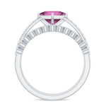 Princess Cut Pink Tourmaline Wedding Ring Set with Moissanite