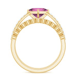 Princess Cut Pink Tourmaline Wedding Ring Set with Moissanite