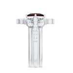 Vintage Looking Princess Cut Garnet 3 Piece Wedding Ring Set