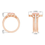 1.75 CT Princess Cut Morganite and Moissanite Trio Wedding Ring Set