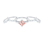 1.75 CT Princess Cut Morganite and Moissanite Trio Wedding Ring Set
