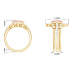 1.75 CT Princess Cut Morganite and Moissanite Trio Wedding Ring Set