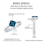 6mm Princess Cut London Blue Topaz and Diamond Wedding Ring Set