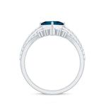 6mm Princess Cut London Blue Topaz and Diamond Wedding Ring Set